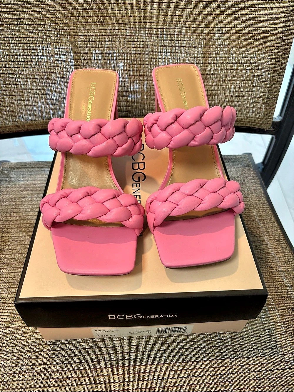 BCBG Generation Braided Strap Heels in Pink US 10